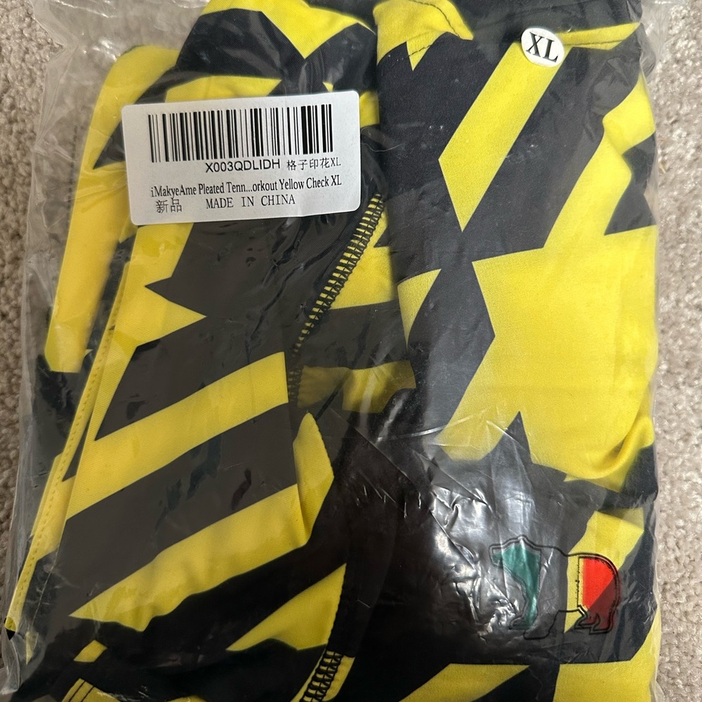 Plaid Pleated Tennis Skirt XL Yellow/Black - Picture 8 of 9